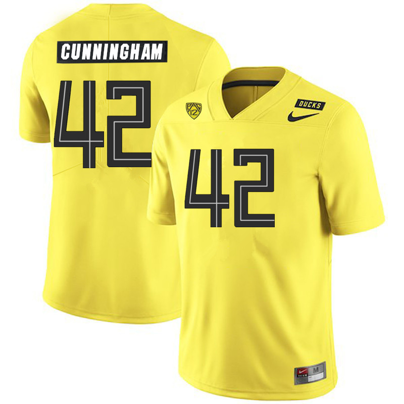 2019 Men #42 MJ Cunningham Oregon Ducks College Football Jerseys Sale-Yellow